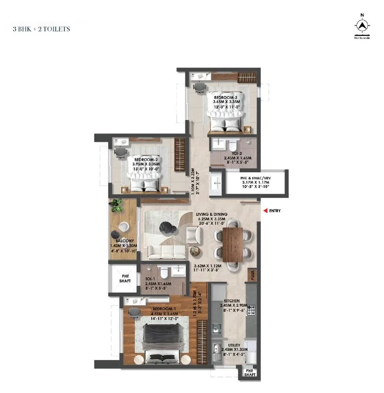 Brigade Altius Unit Plan 3BHK